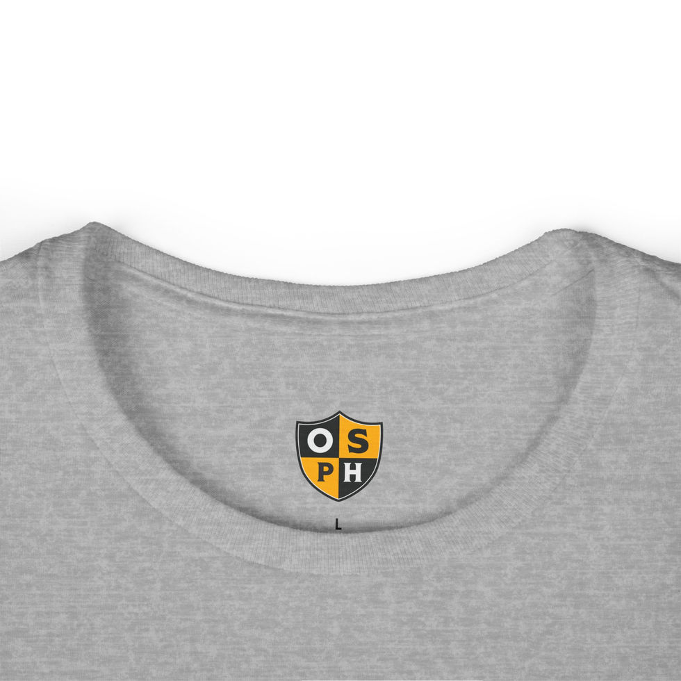 white tagless tshirt with logo where tag should be
