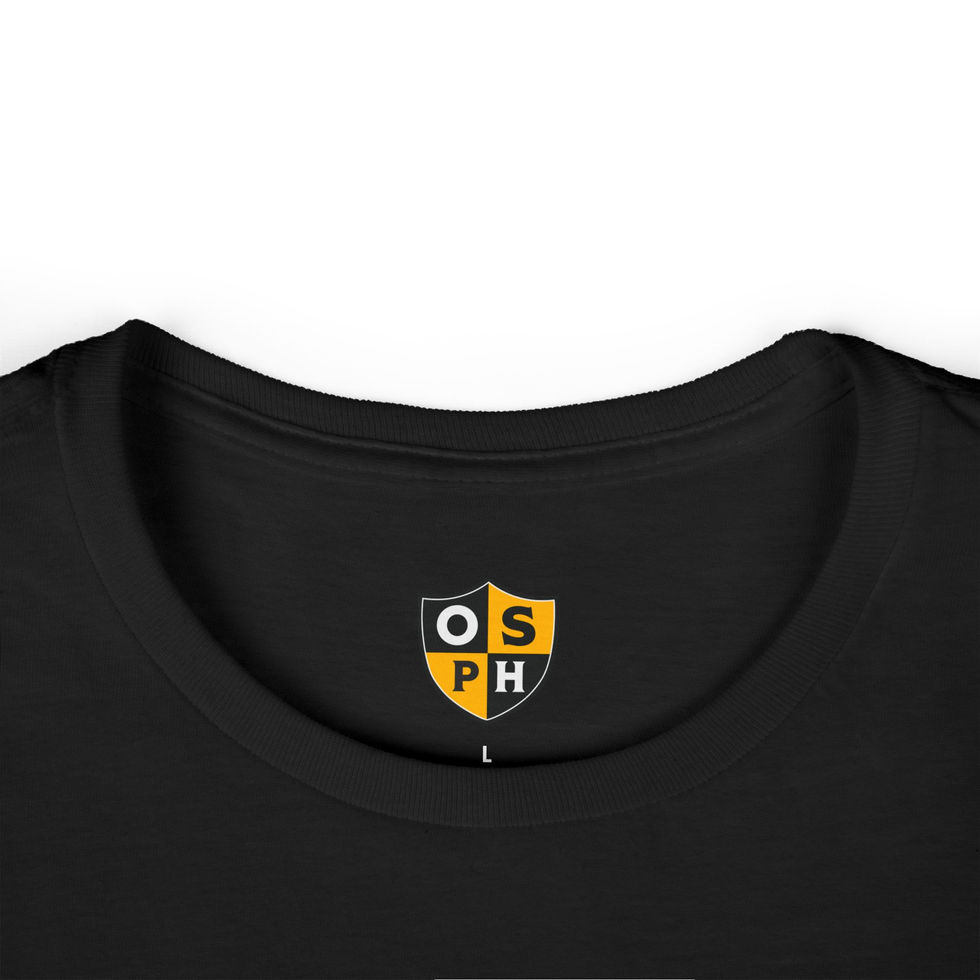 olde sonoma public house black tshirt image of logo placement where a tag should be