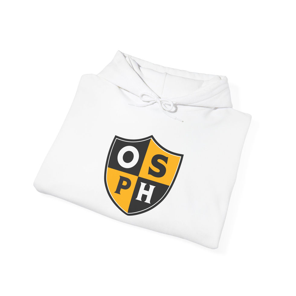 olde sonoma public house white hoodie with simplified logo