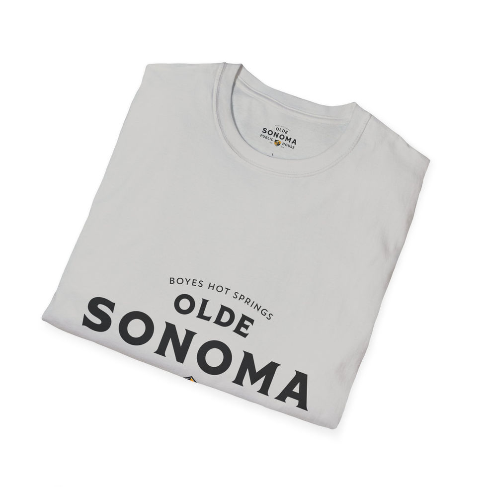 olde sonoma public house ice gray color t-shirt with logo on front