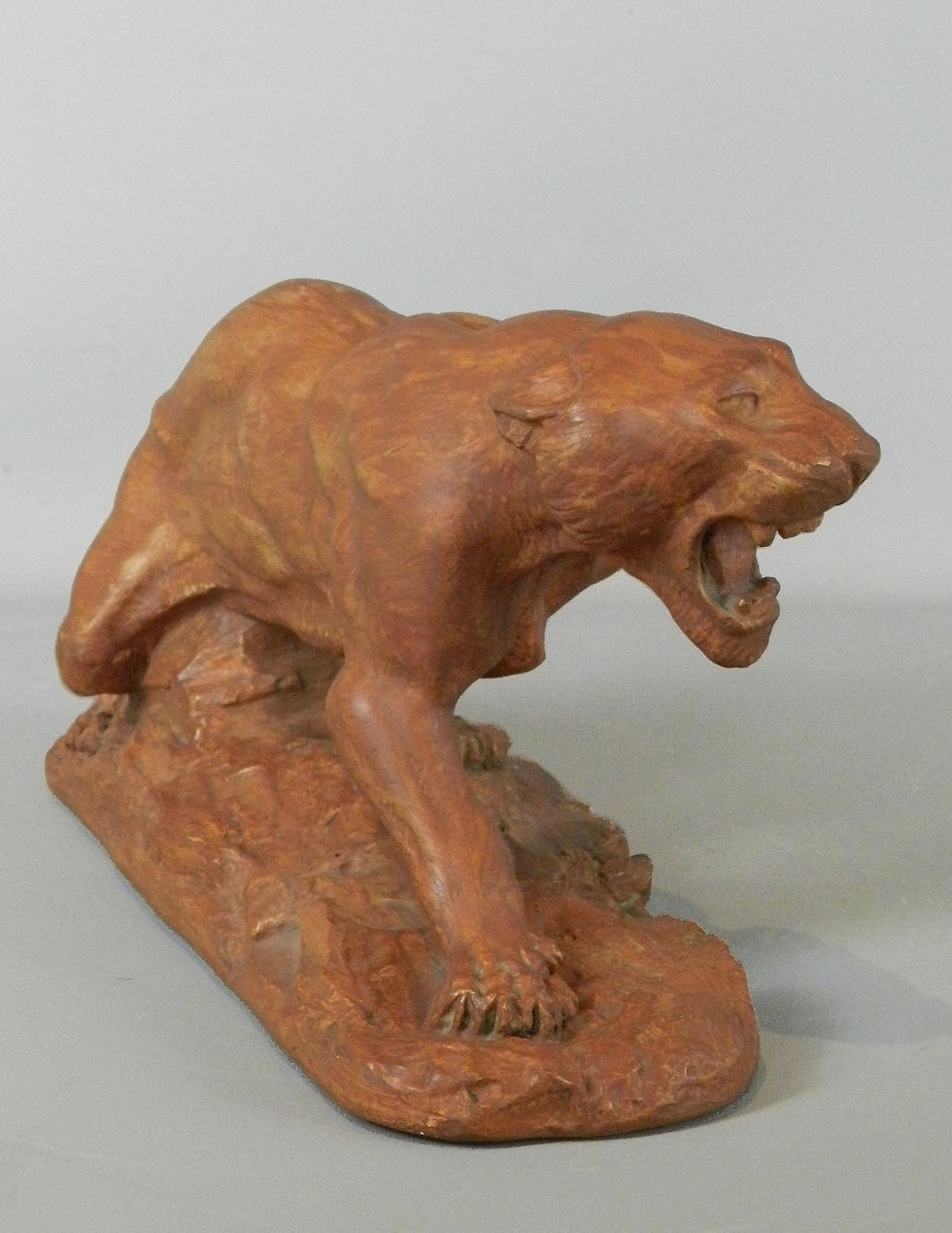 Thumbnail: Roaring French Lioness in Plaster with Terracotta Finish
