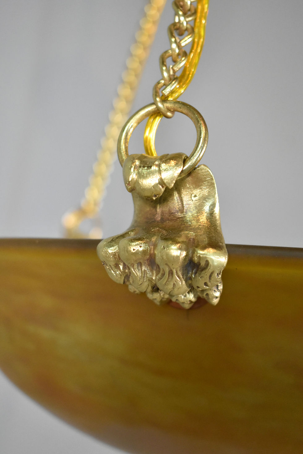 Miniature : Large French Art Nouveau Glass & Bronze Ceiling Light