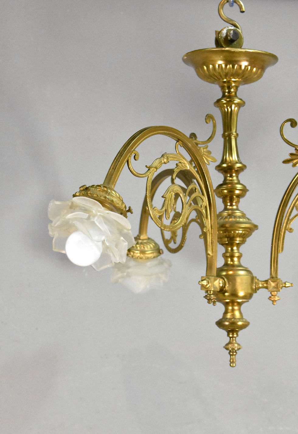 Thumbnail: Antique French Bronze 3 Light Chandelier