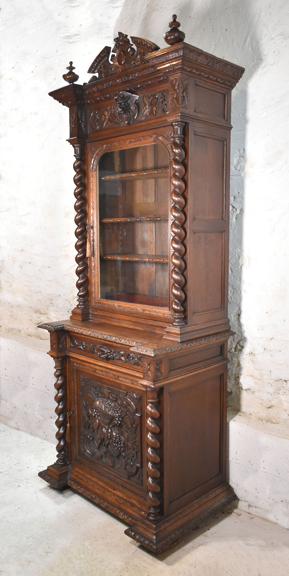 Miniature : French Oak Hunt Display Cabinet Louis XIII Style