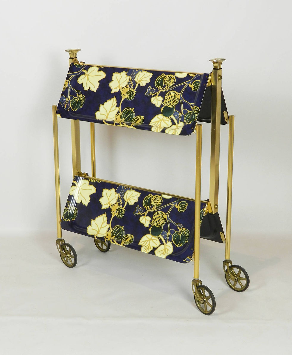 Miniature : Chariot à thé pliant unique du milieu du XXe siècle