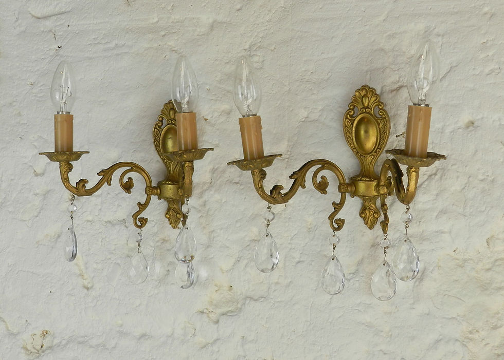 Thumbnail: Pretty French Chandelier & Matching Wall Sconces