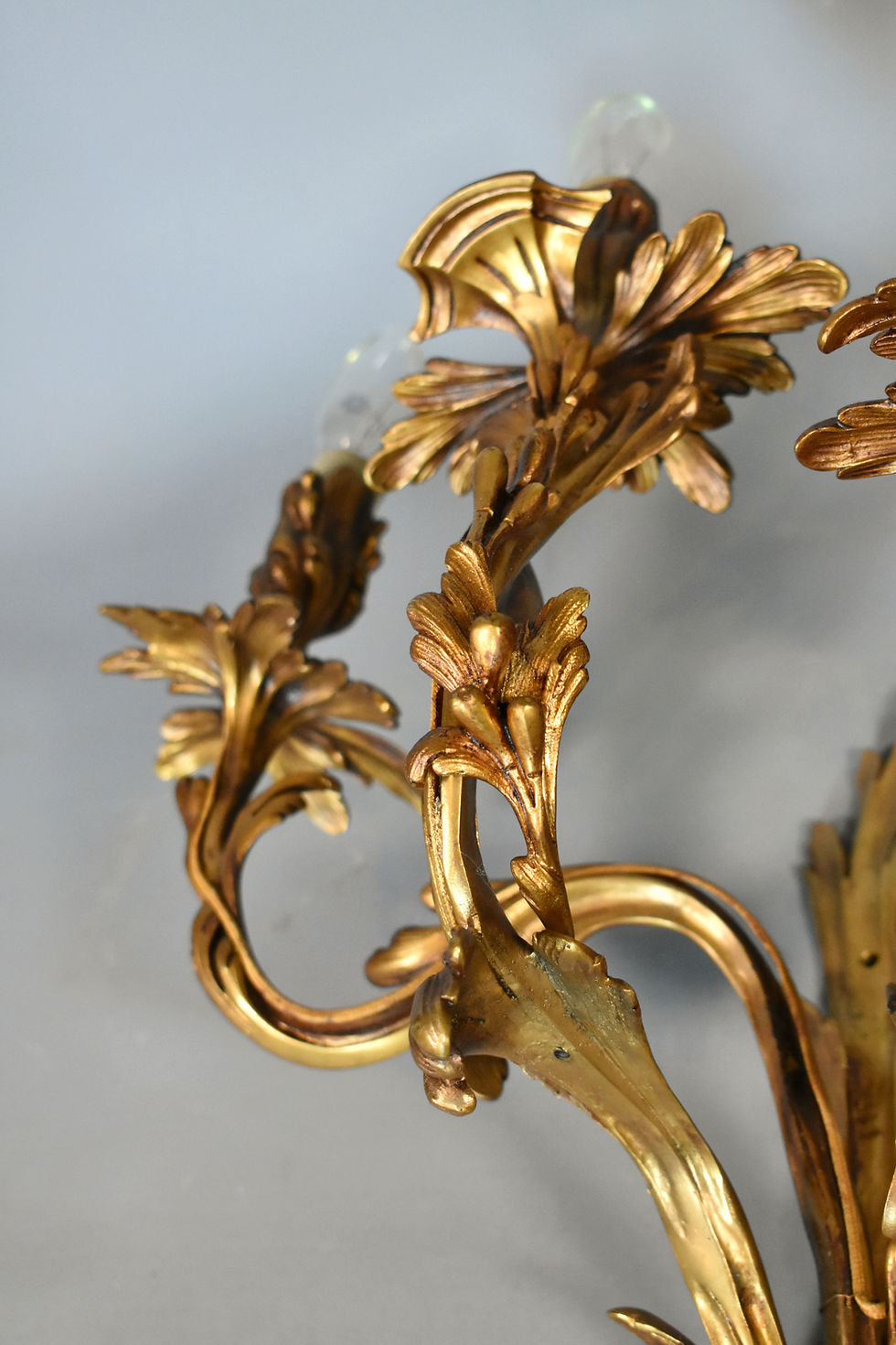 Thumbnail: Pair of Large Gilt Bronze Wall Sconces Louis XV Style
