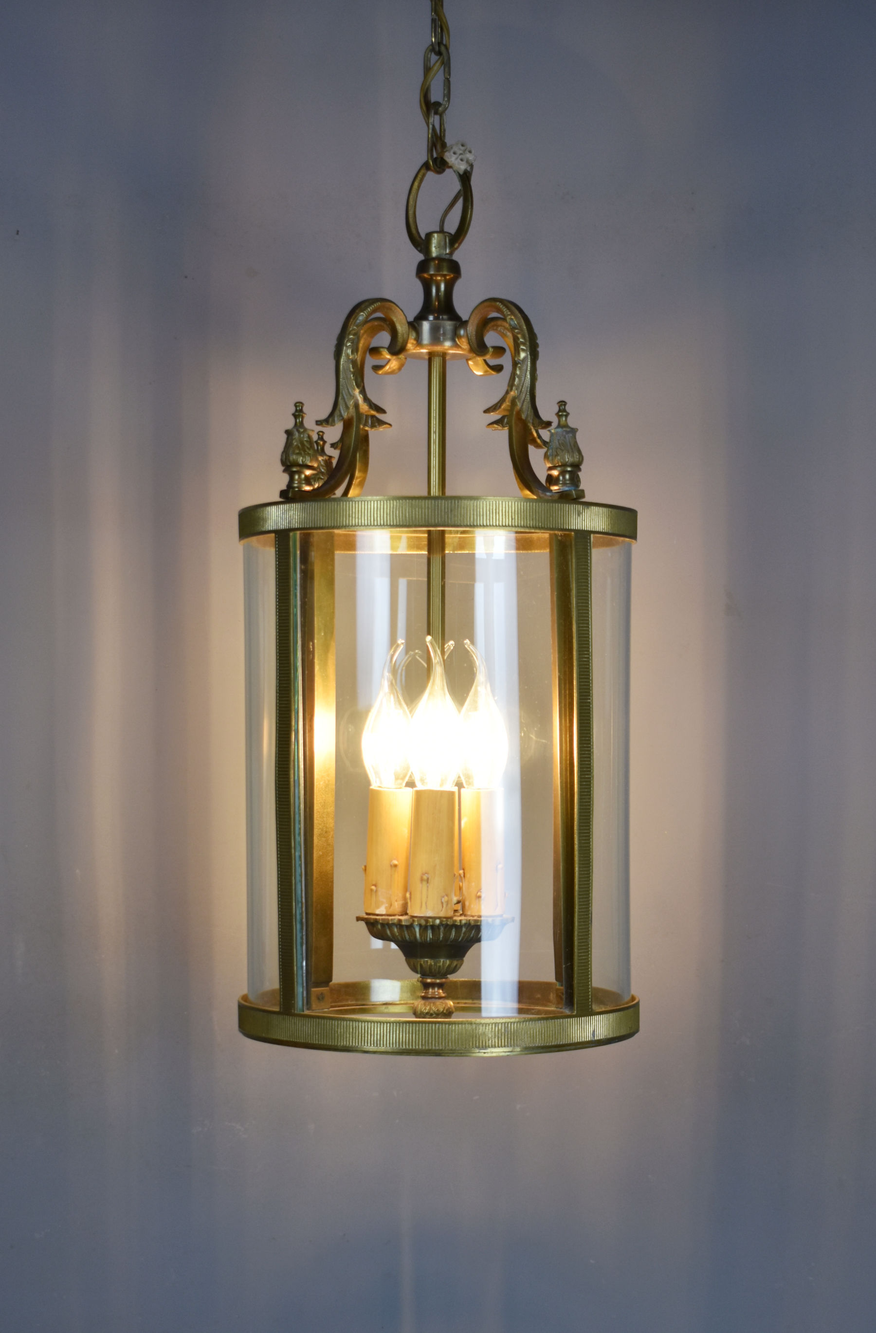Large French Antique Bronze Four Light Hall Lantern