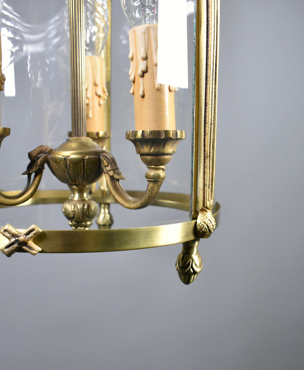 Miniature : French Triple Light Hall Lantern in Bronze Louis XVI Style