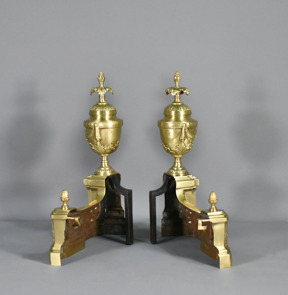 Thumbnail: Pair French Fire Dogs in Bronze - Napoleon III, 19th C