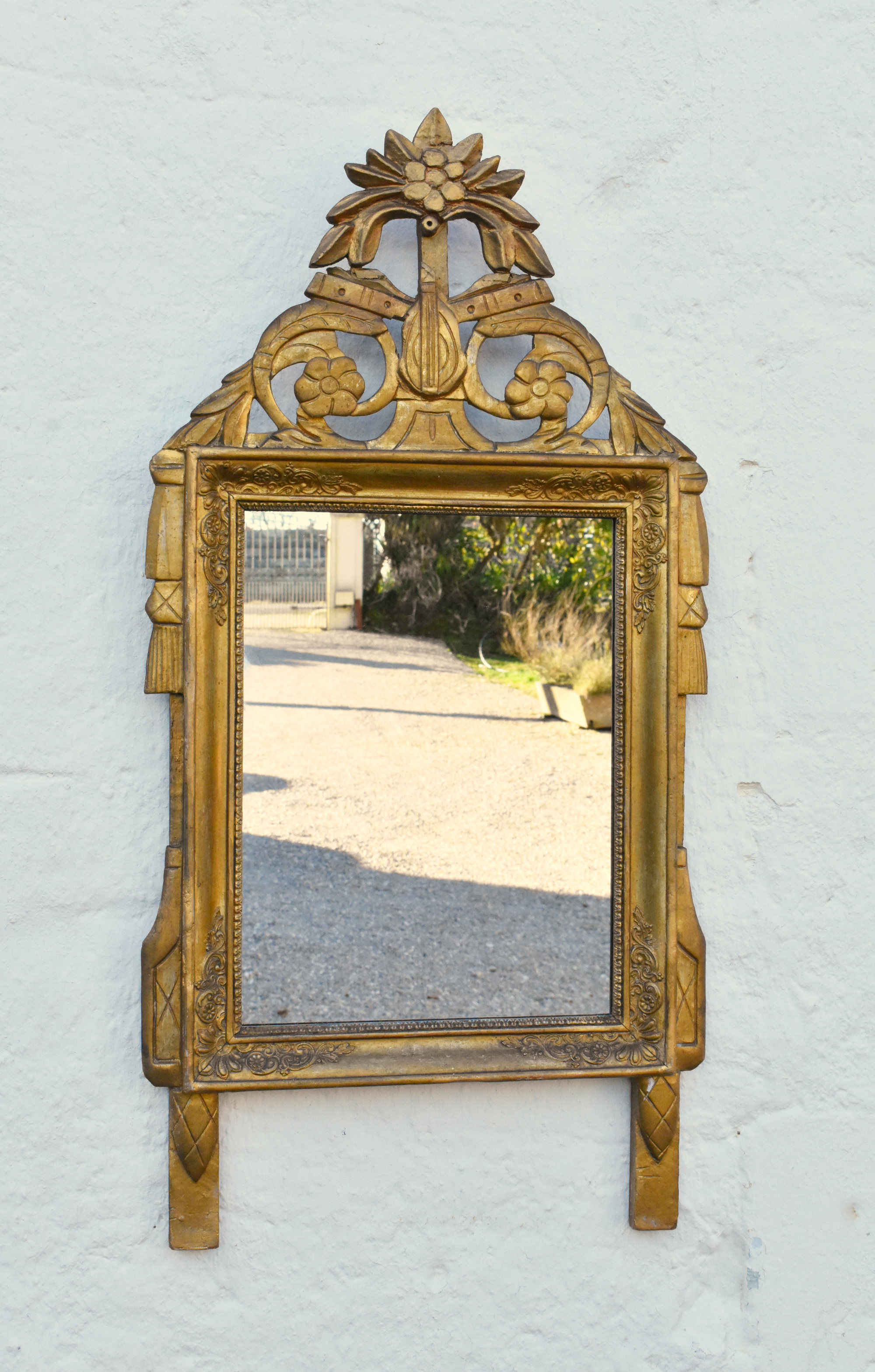 French Gilt Wood Wall Mirror Louis XVI Style, Directoire Period