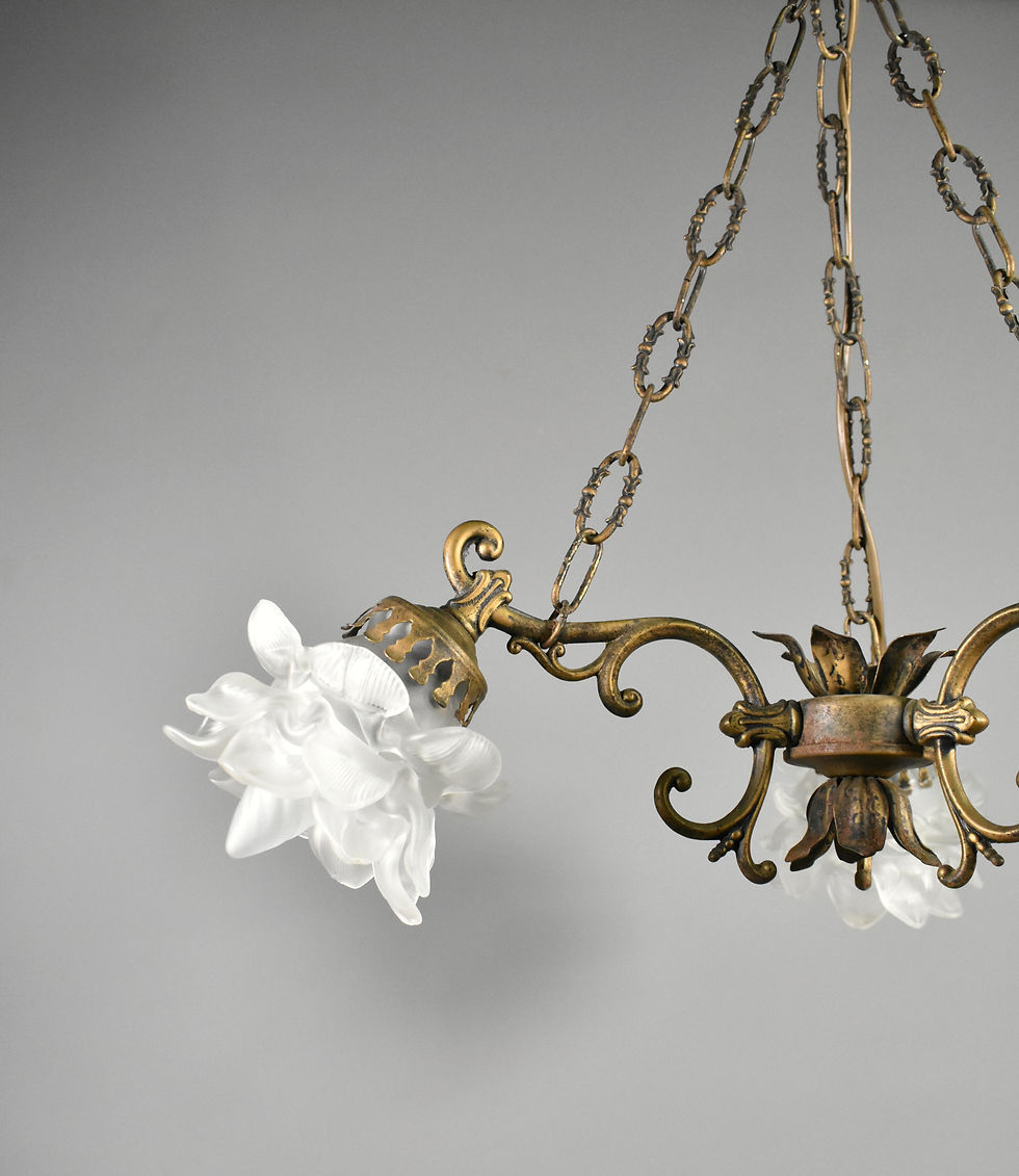 Miniature : French Mid Century Ceiling Light with Three Floral Shades