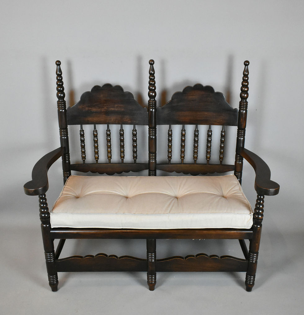 Miniature : Antique French Bobbin Turned Settle Bench