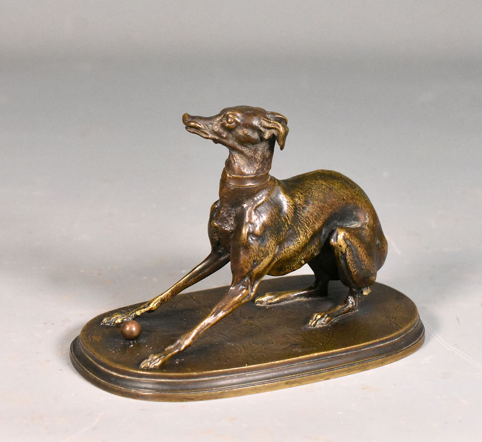 Miniature : Levrette à la Balle par Pierre-Jules Mène (1810-1879)