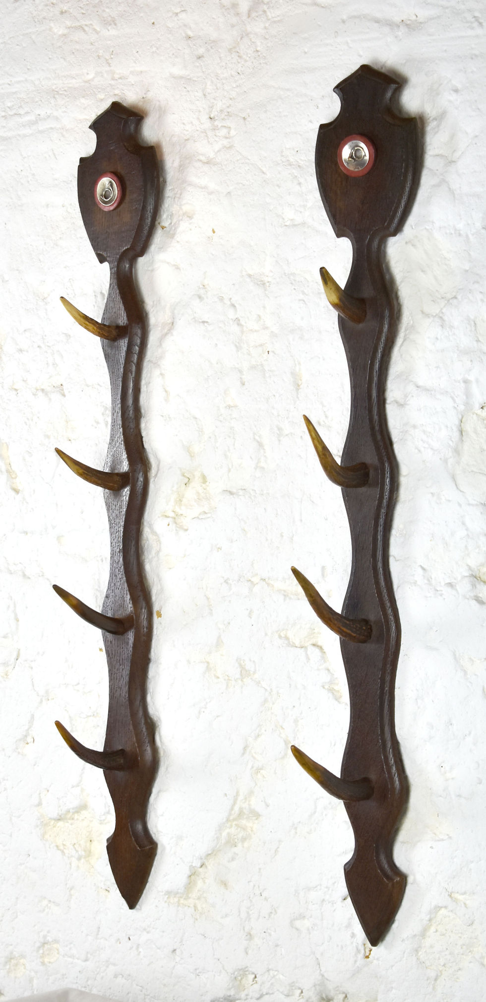 Miniature : Pair Antique French Horn Hanging / Gun Racks