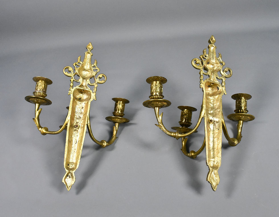 Thumbnail: Pair French Gilt Bronze Wall Candelabra Louis XVI Style