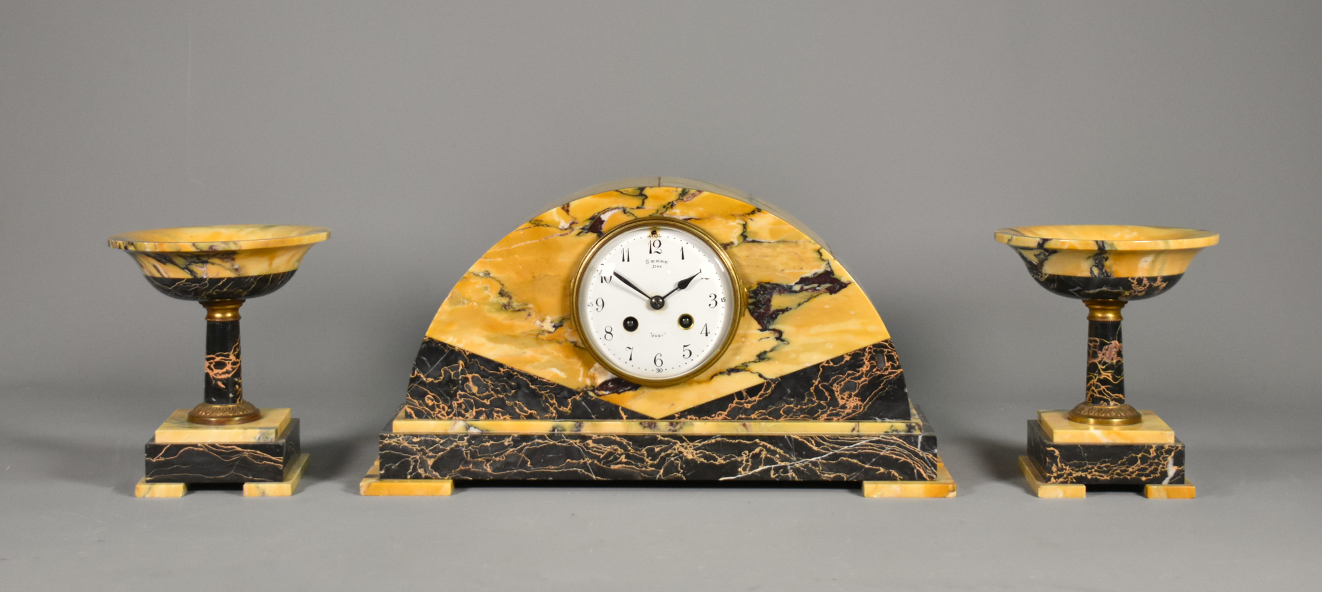 French Art Deco Clock & Garniture Set