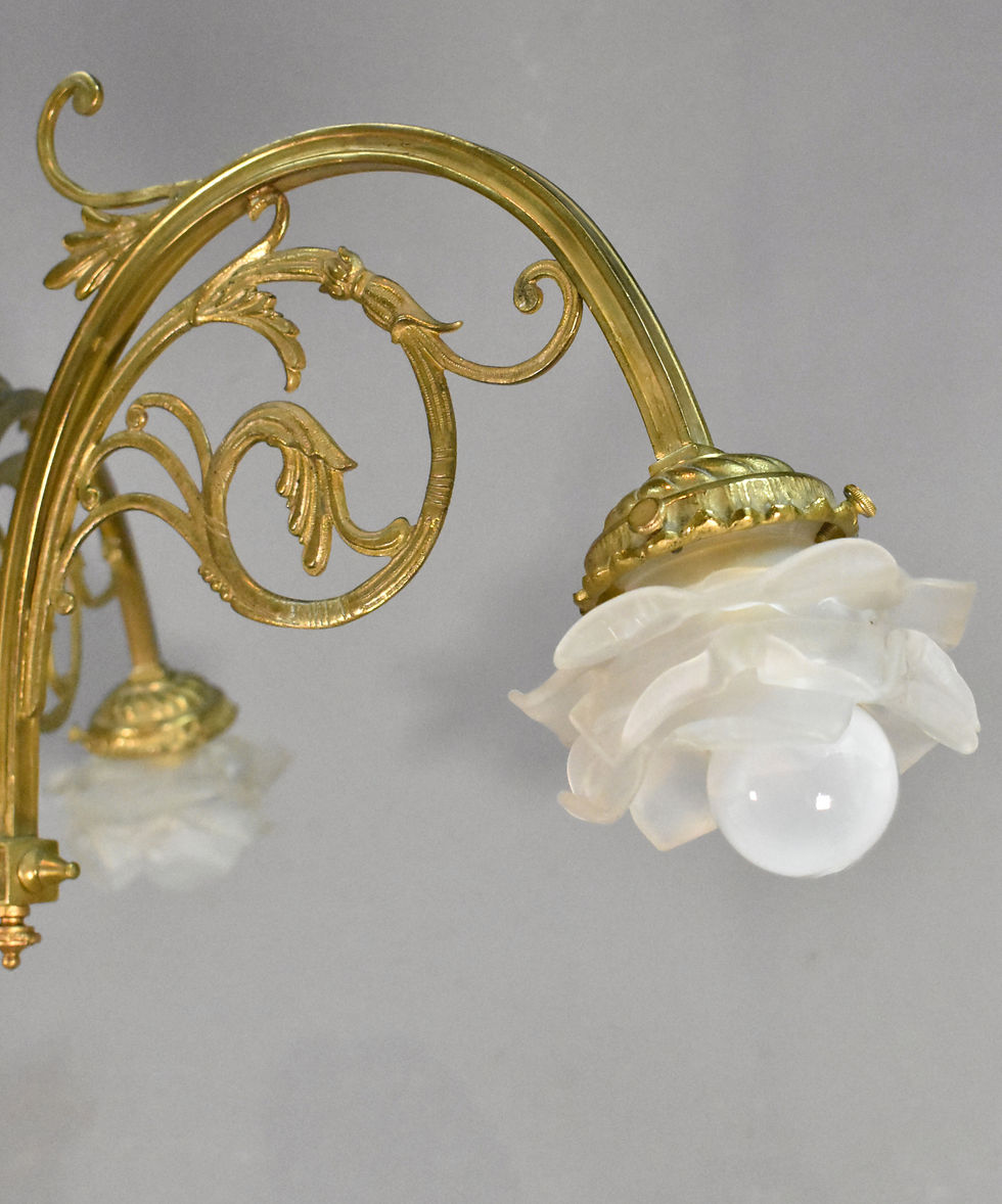 Thumbnail: Antique French Bronze 3 Light Chandelier