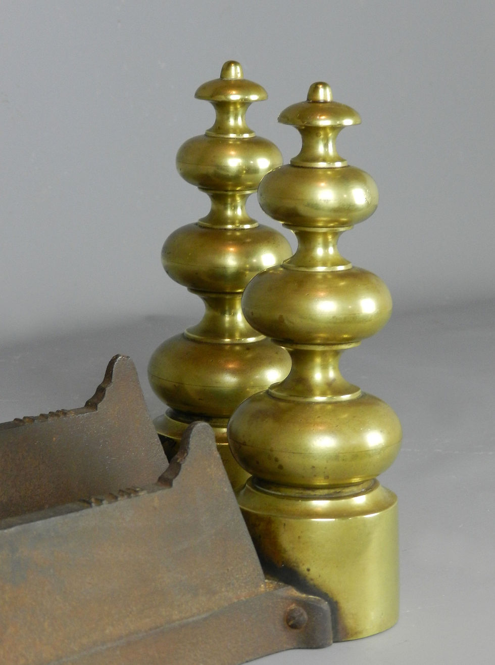 Miniature : Pair French Brass Fire Dogs/Andirons