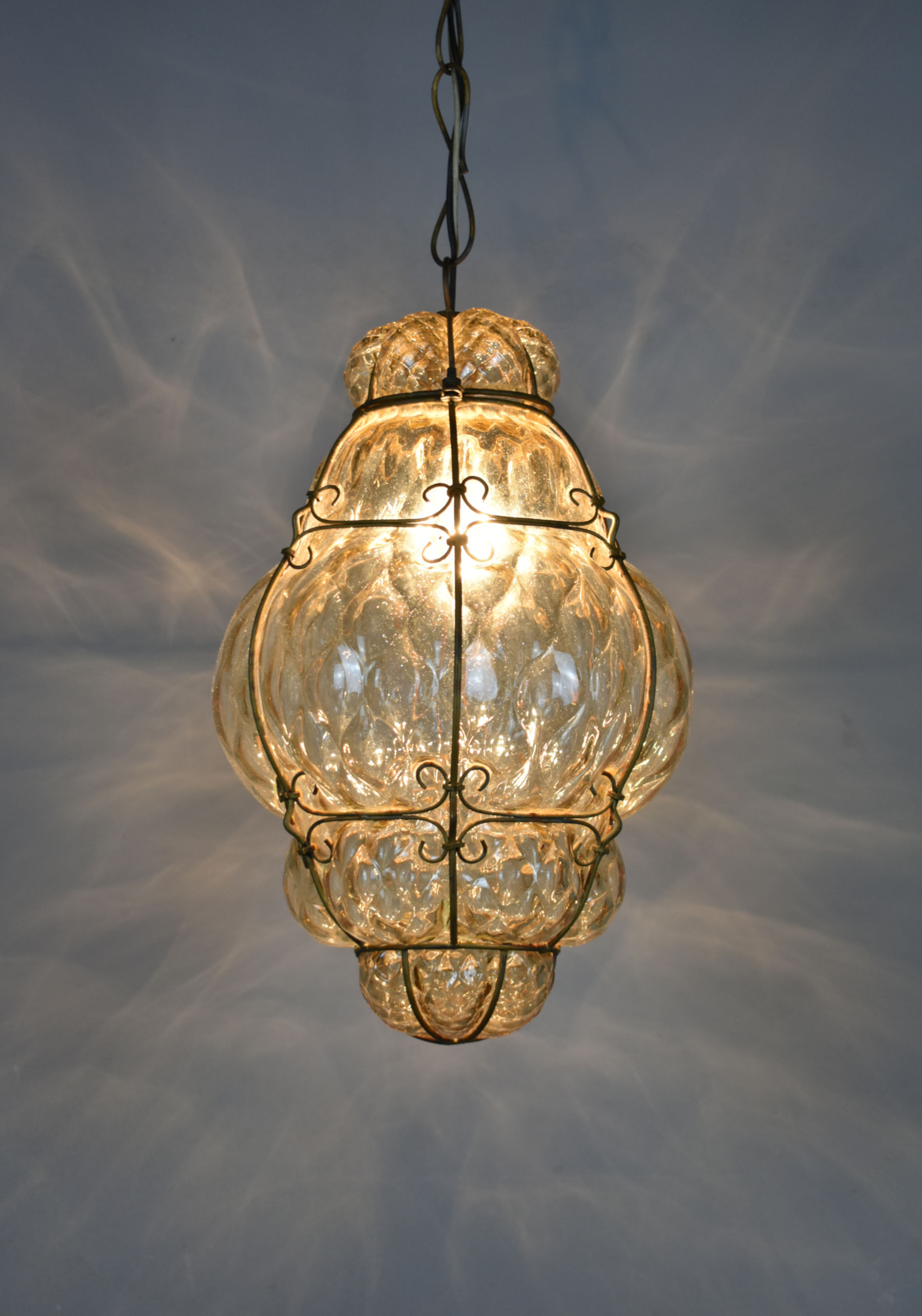 Hand Blown Murano Glass Cage Pendant Light
