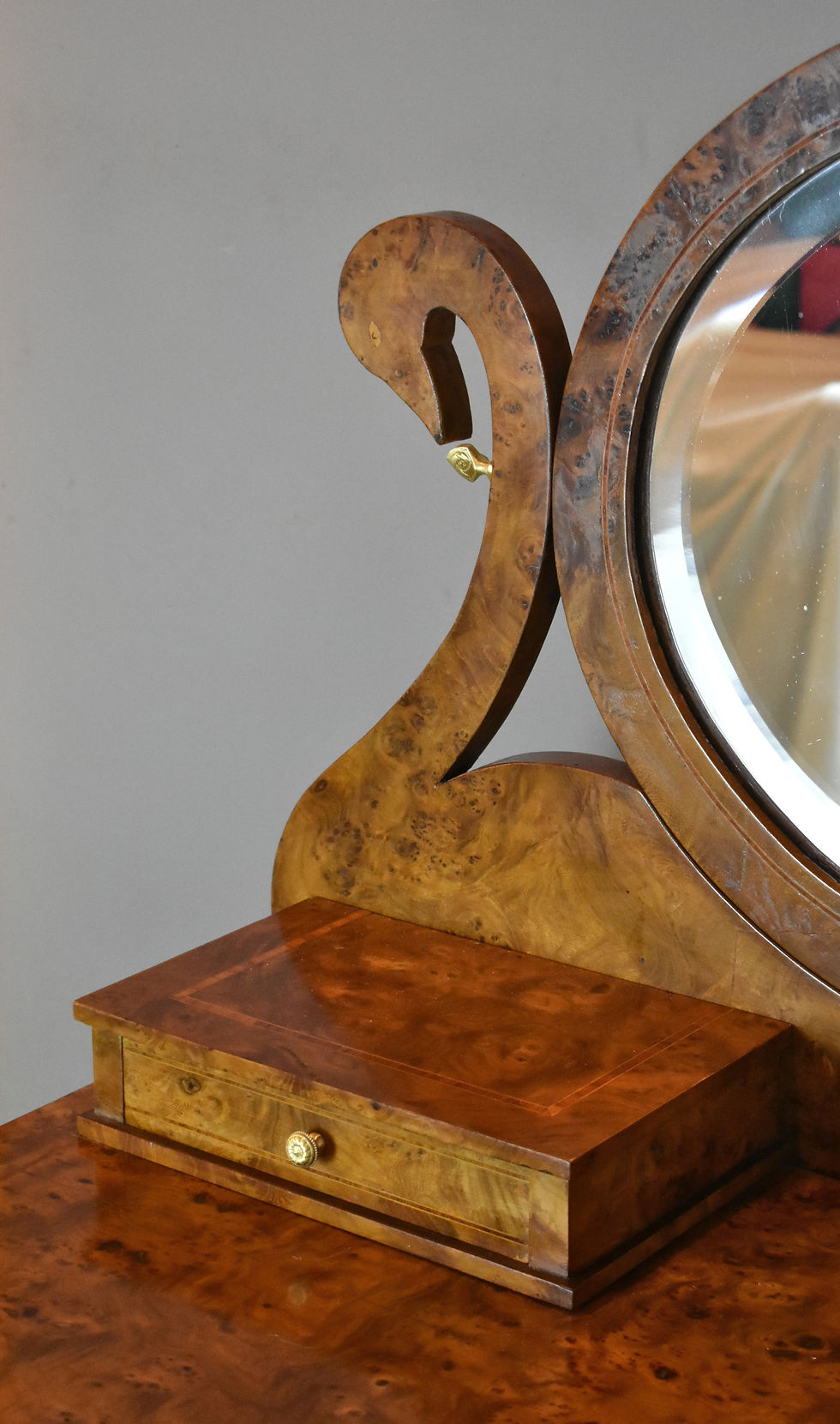 Thumbnail: French Burr Walnut Swan Dressing Table