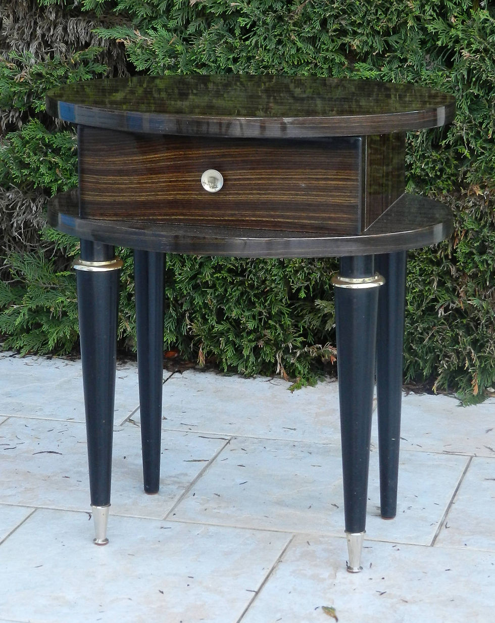 Miniature : Pair Of Mid Century French Macassar Ebony Bedside Cabinets With Striking Veneer