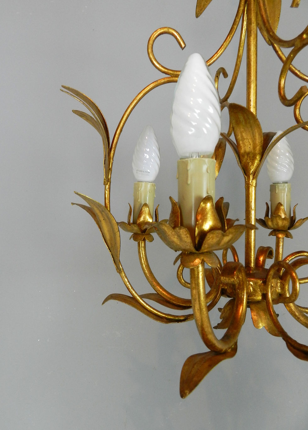 Miniature : French Gilt Toleware Foliage Chandelier