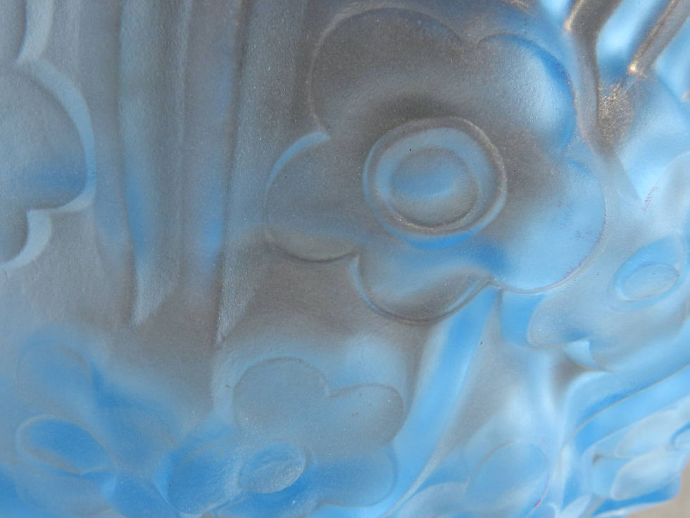 Miniature : French Art Deco Blue Glass Ceiling Shade by Dégué