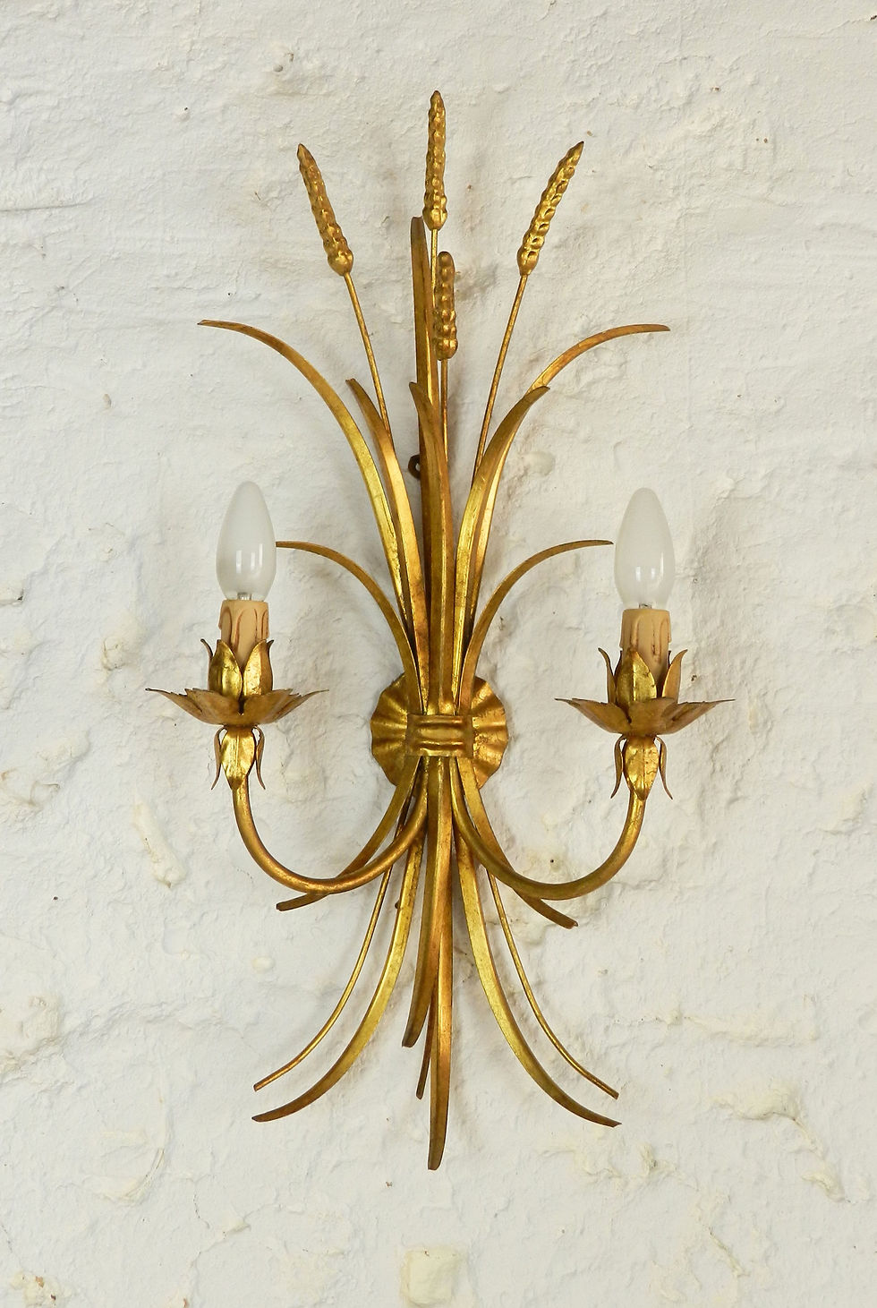 Miniature : French Gilt Toleware Wheat Sheaf Wall Sconce