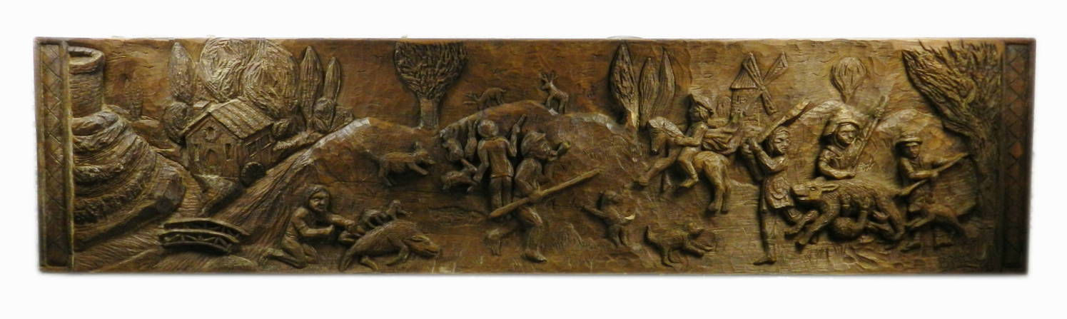 Impressive Decorative Folk Art Carved Wooden Panel