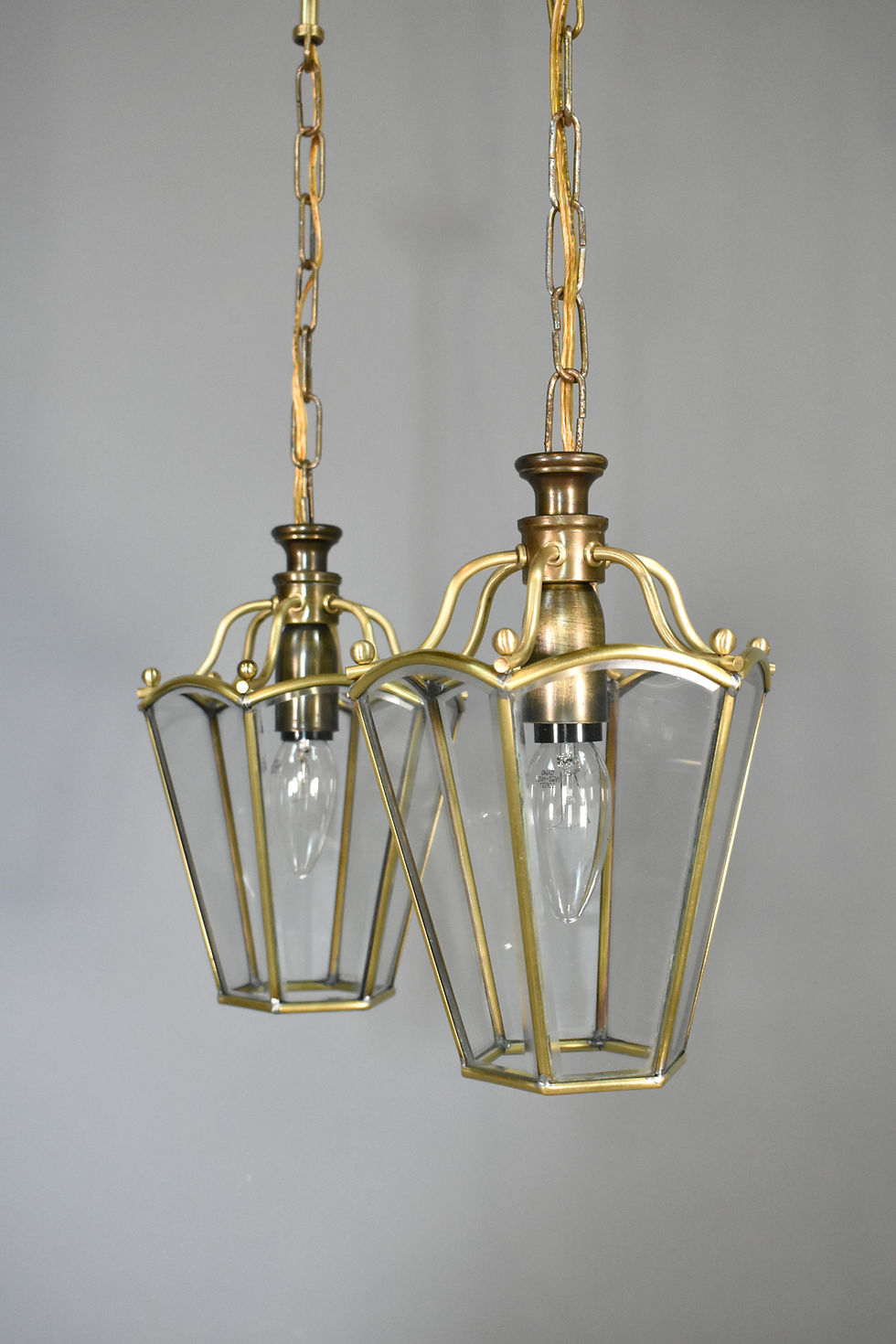Thumbnail: Pair Matching Brass Lanterns