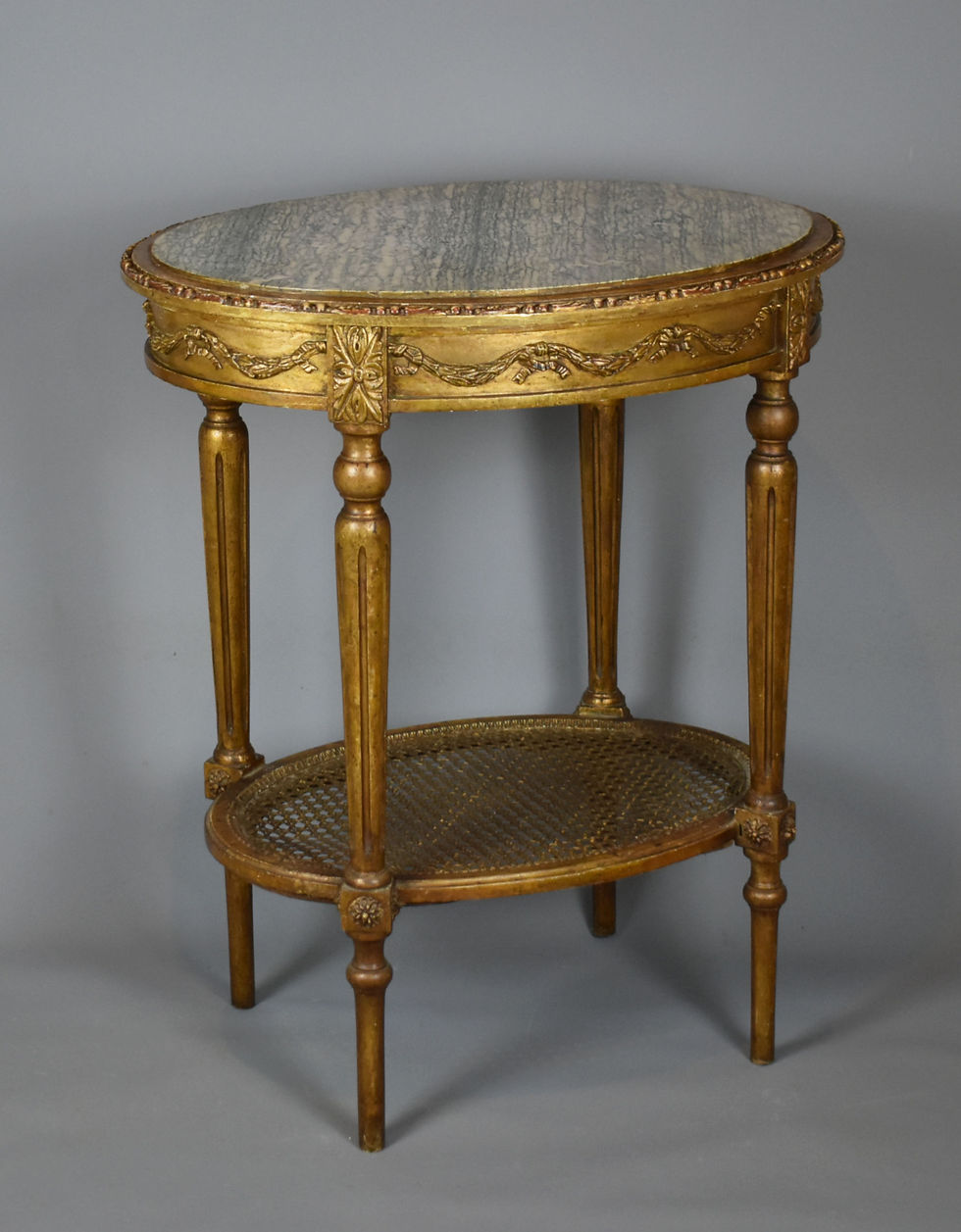 Miniature : French 19th Century Oval Side Table Louis XVI Style in Gilt