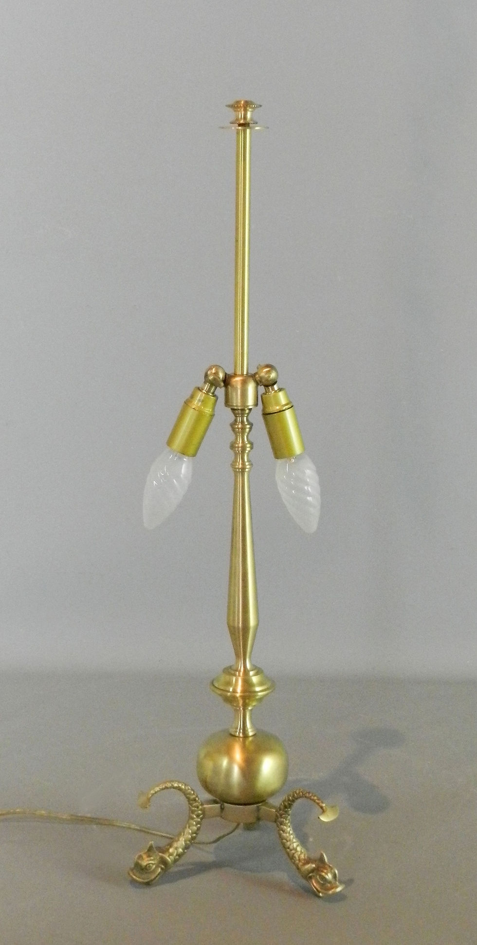 Miniature : French Brass Table Lamp with Serpent Feet
