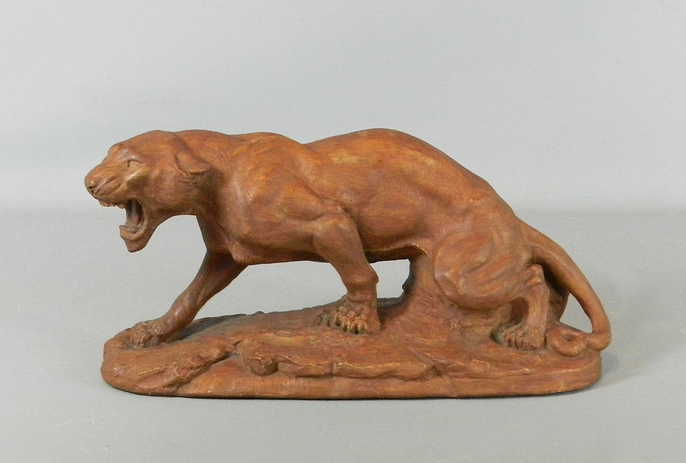 Thumbnail: Roaring French Lioness in Plaster with Terracotta Finish