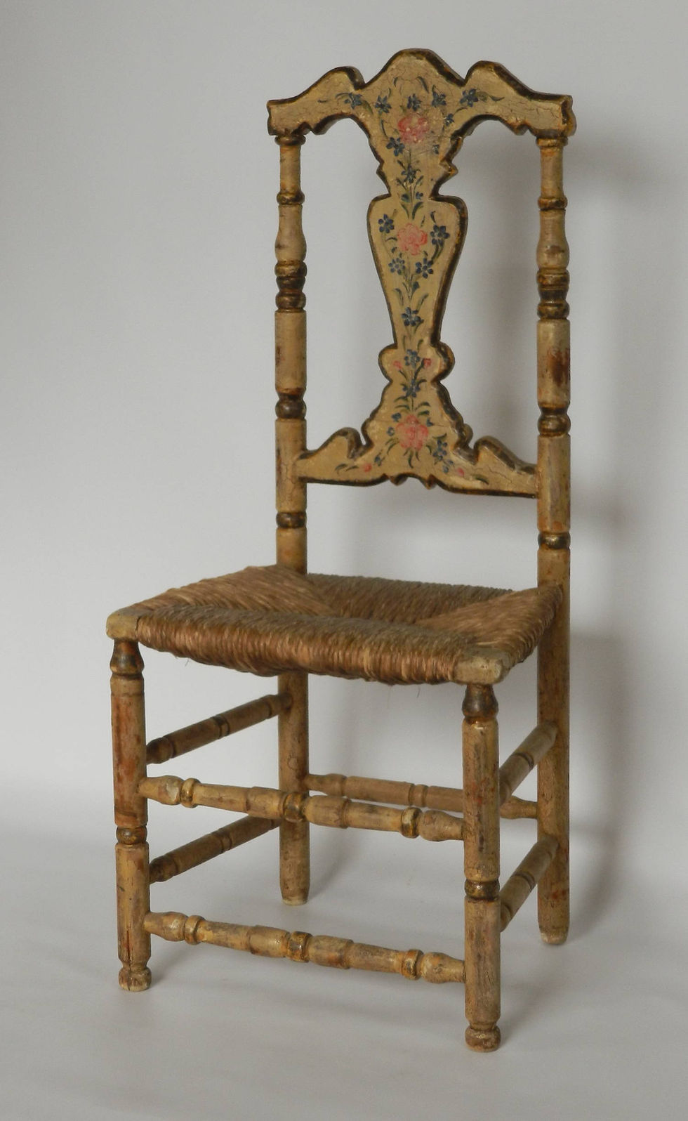 Miniature : French Folk Art Painted Rush Chair