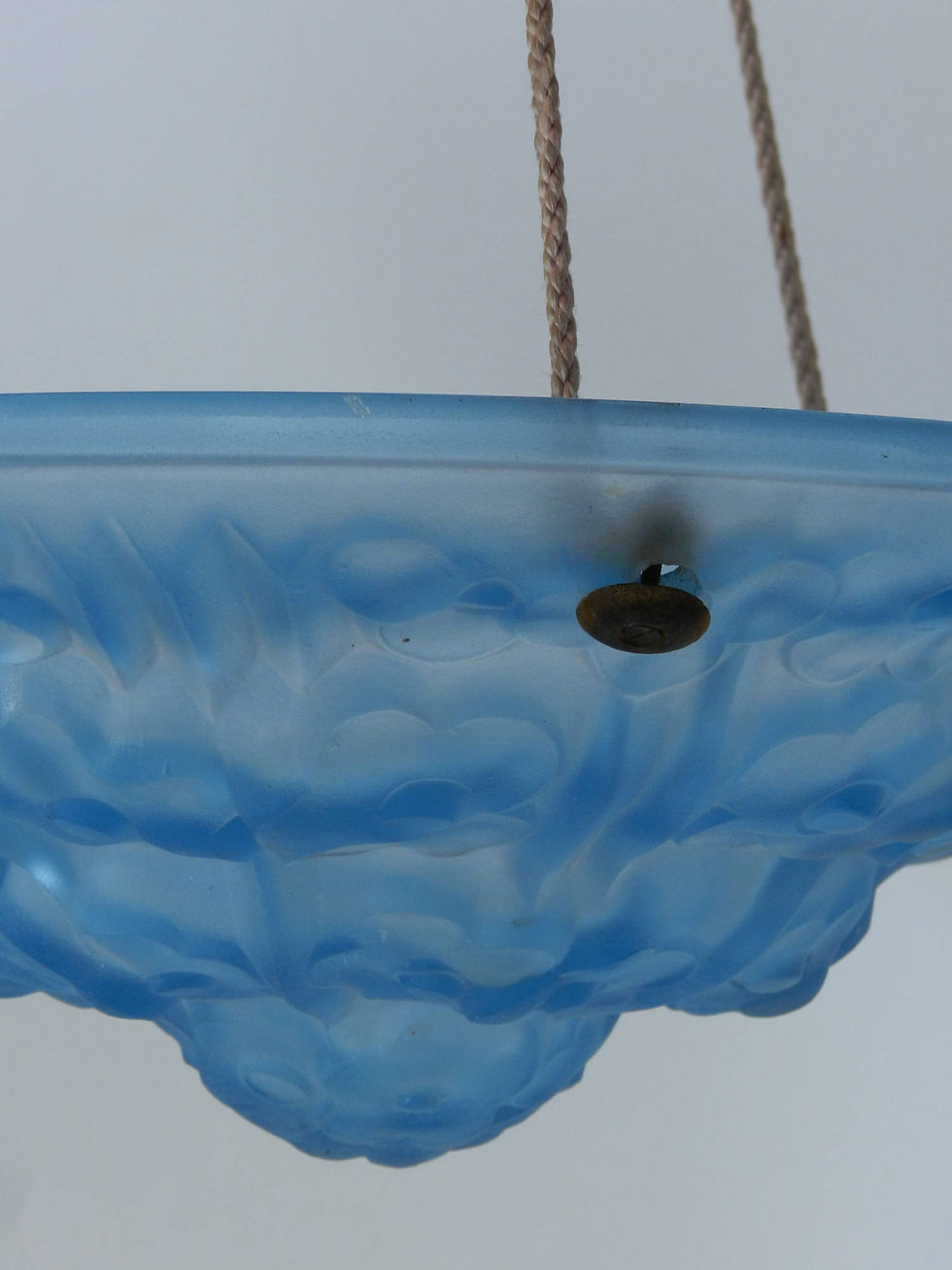 Miniature : French Art Deco Blue Glass Ceiling Shade by Dégué