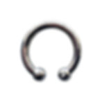 Standing upright stainless steel polished small 30mm Horse shoe style cock ring with two ball at each end.