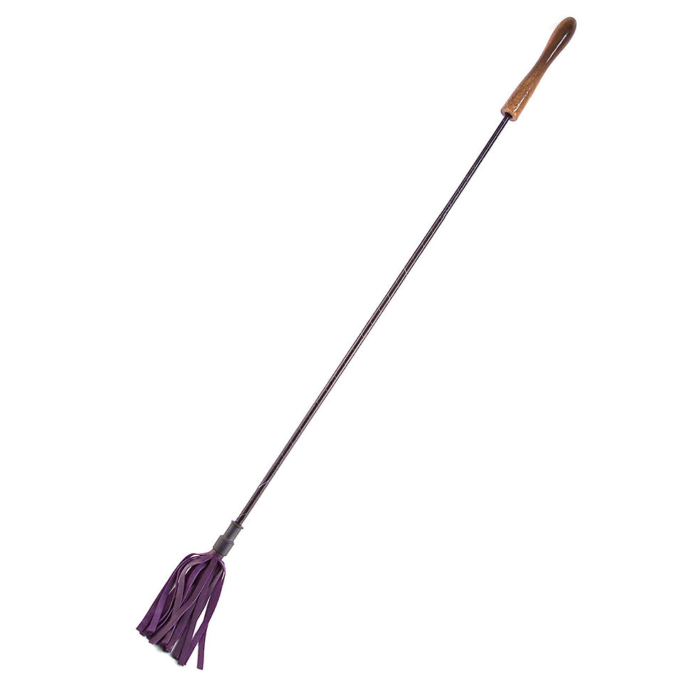 Thumbnail: Leather Riding Crop with Rounded Wooden Handle