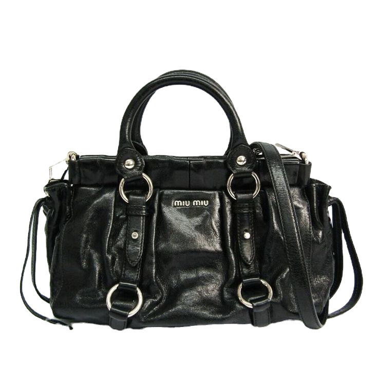 Black Vitello Lux Leather Satchel