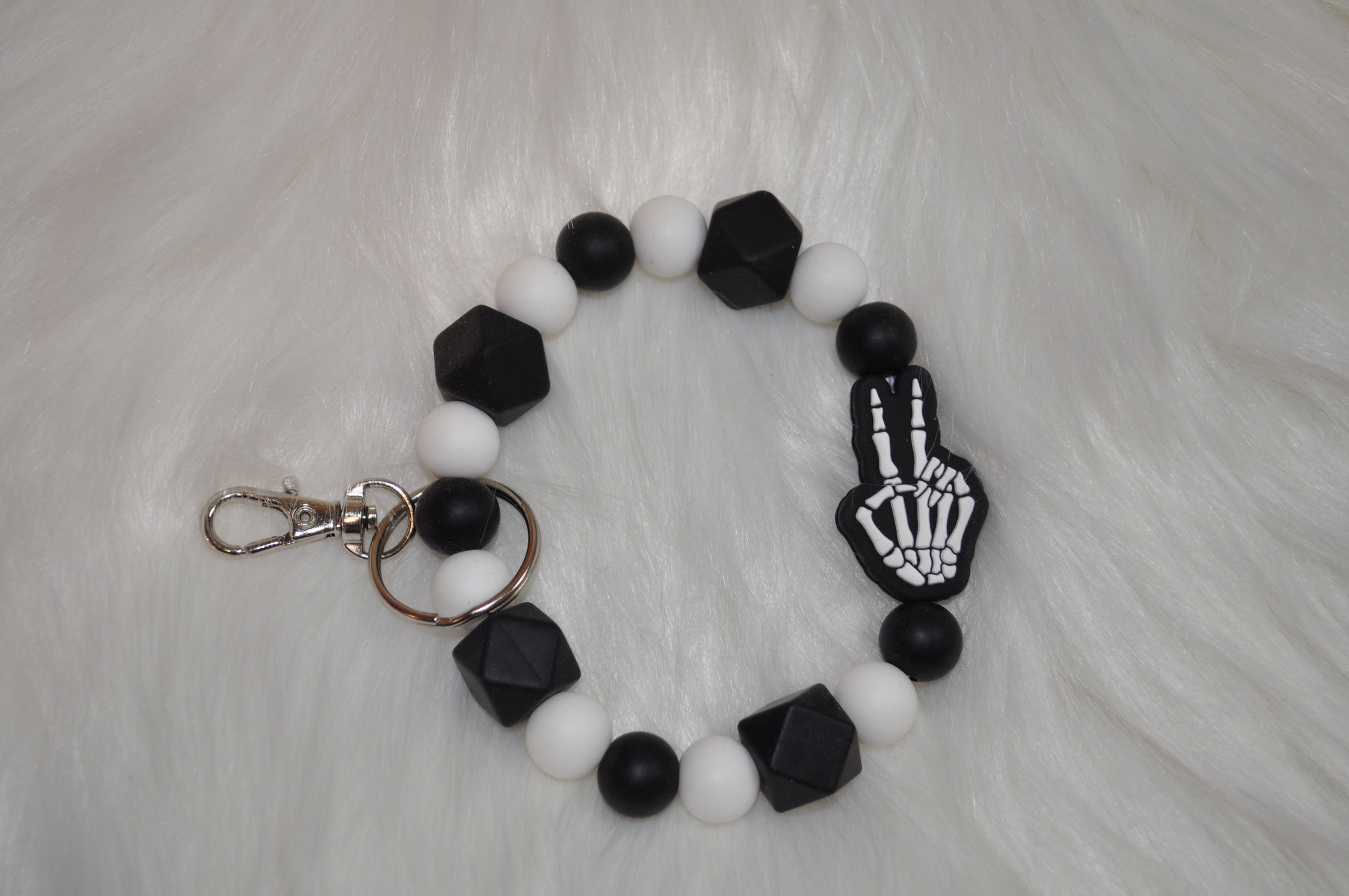 Black & White  Skeleton Hand Key Chain Wristlet