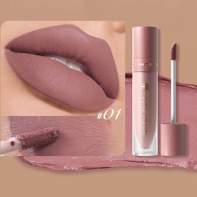 Miniatura: DUNUF 8-Color Matte Velvet Smooth Easy-to-Apply Square Tube Lip Gloss Waterproof