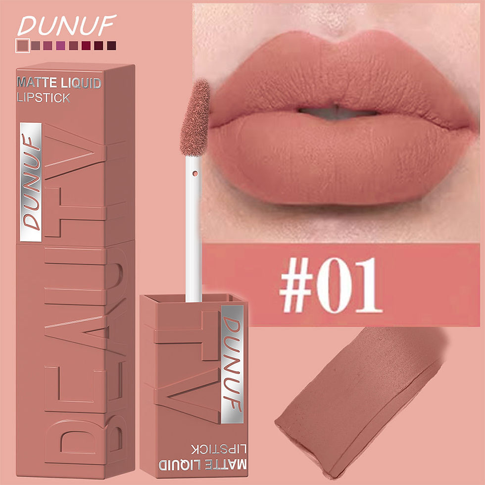 Thumbnail: DUNUF 8-Color Matte Velvet Smooth Easy-to-Apply Square Tube Lip Gloss Waterproof