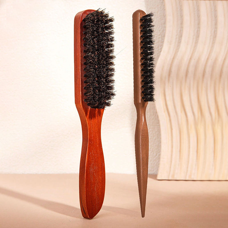 Miniatura: 1/2Pcs Wooden Handle Bristle Hair Brush Set , Frizz-Reducing Scalp Massage Comb 