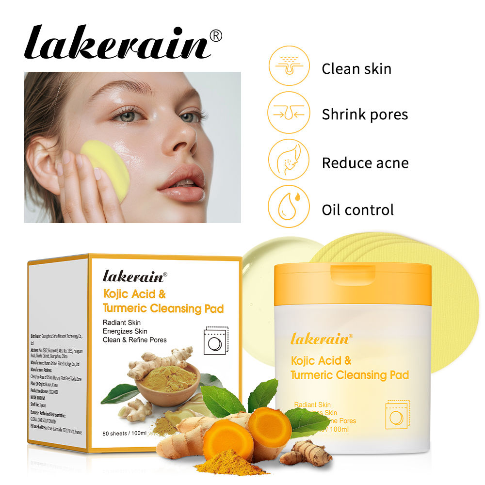 Kojic Acid And Turmeric Cleansing Pad Exfoliate Lighten Acne Scars Unclog Pores