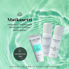 Colosé kirkastava detox matkasetti kosteuttava kaikille ihotyypeille. Päivävoide syväkosteuttaa ja kirkastaa ihoa välittömästi. Ihastuttavan pehmeä koostumus sisältää korkean pitoisuuden aktiivisia ainesosia jättäen iholle ylellisen pehmeän tunteen. Kätevä mukana matkalla.