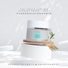 Colosén Vehnänalkionaamio sopii erityisesti kuivalle ja herkälle iholle. Naamio pehmentää ja rauhoittaa ihoa nopeasti.