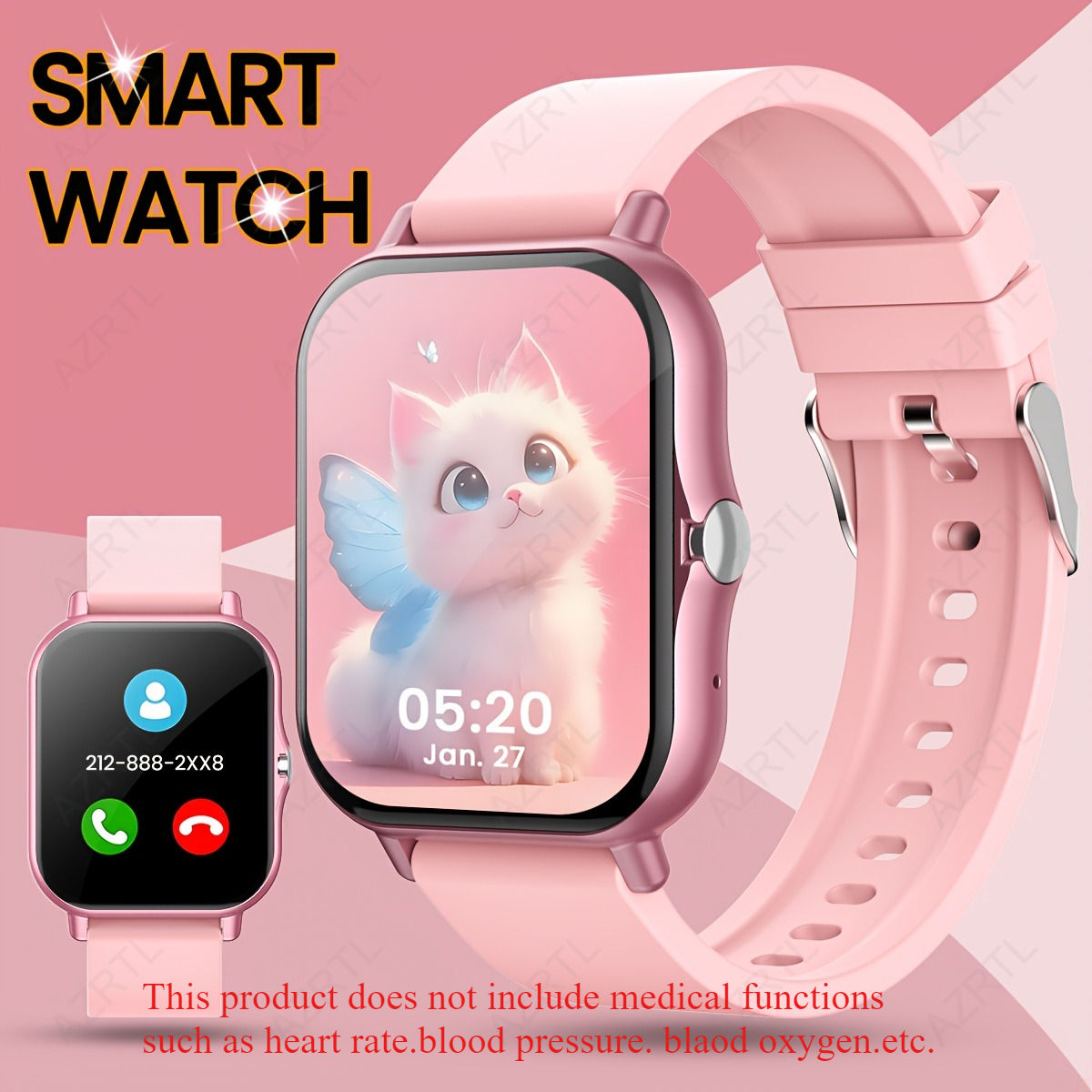 Stylish Fullscreen Touch Smartwatch Suita NotificationsCustomizable Watch FacesW
