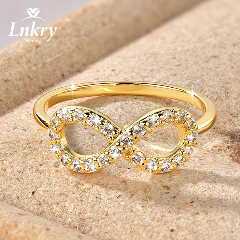 Lnkry 14k Gold Filled Eternal Infinity Ring For Women Sparkling White Zirconia E