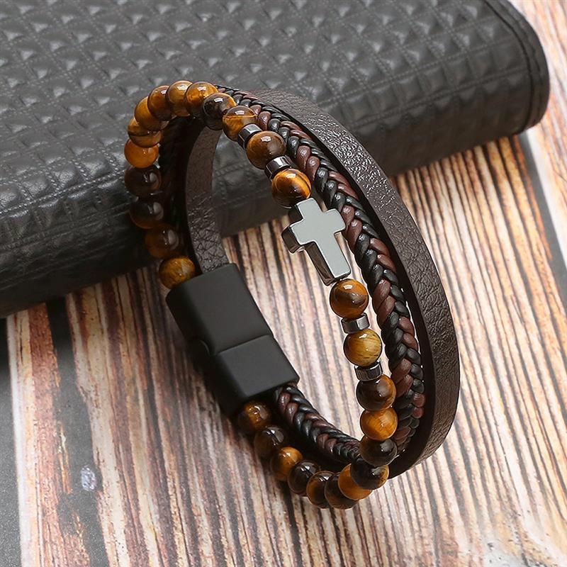 Thumbnail: Classic Men's Leather Bracelet New Style Hand-woven Multi-layer Combination Acce