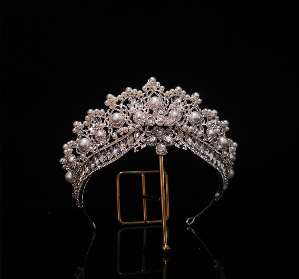 Princess Bride Crowns Tiaras For Wedding Headdress Crystal Pearl Queen Crowns Fo